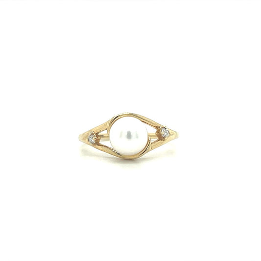 Gold ring with pearl ALD-16320