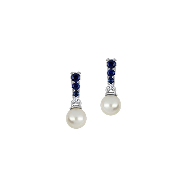 Boucles d'oreilles en or, perles, saphirs et diamants pour femmes FIG2887E/S