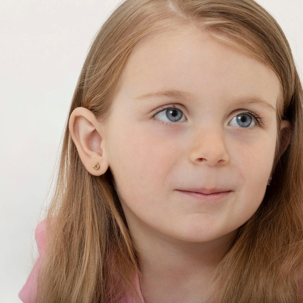 Boucles d'oreilles pour enfant en argent .925 PLAQUÉ or jaune 14K GP-03-01157