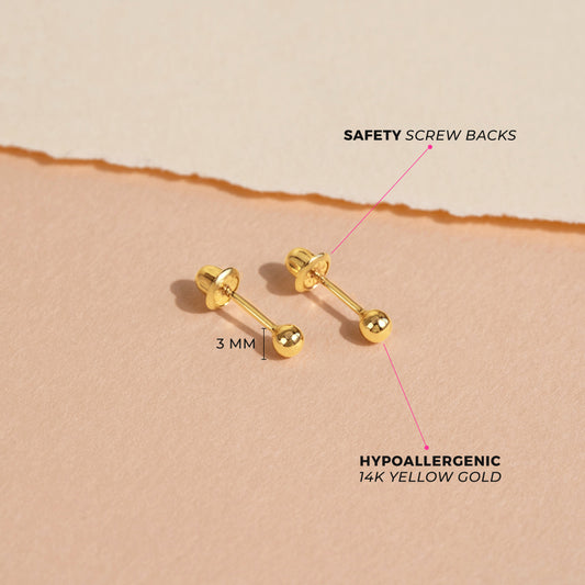 Boucles d'oreilles pour enfant en or jaune 14K YG-03-00020