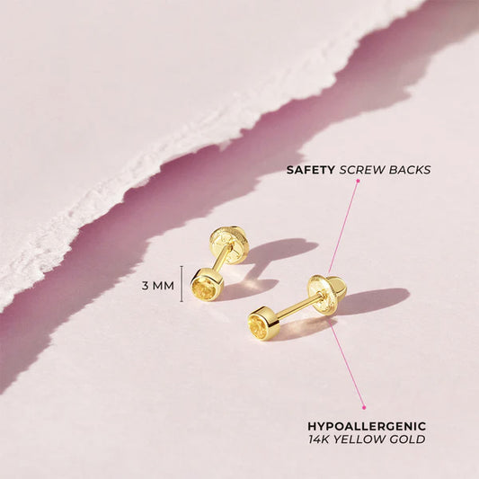 Boucles d'oreilles pour enfant en or jaune 14K YG-03-00140