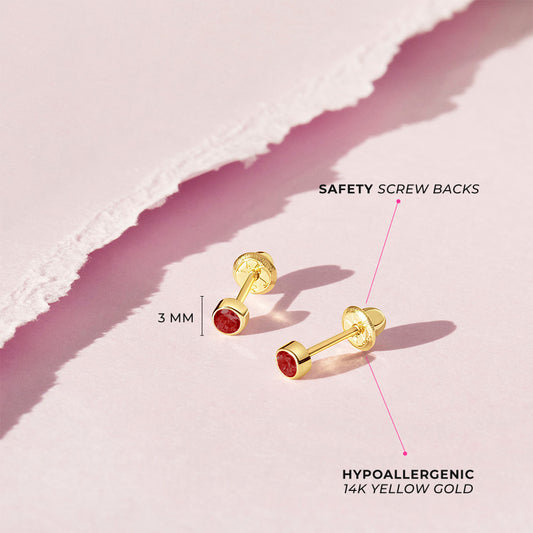 Boucles d'oreilles pour enfant en or jaune 14K YG-03-00149