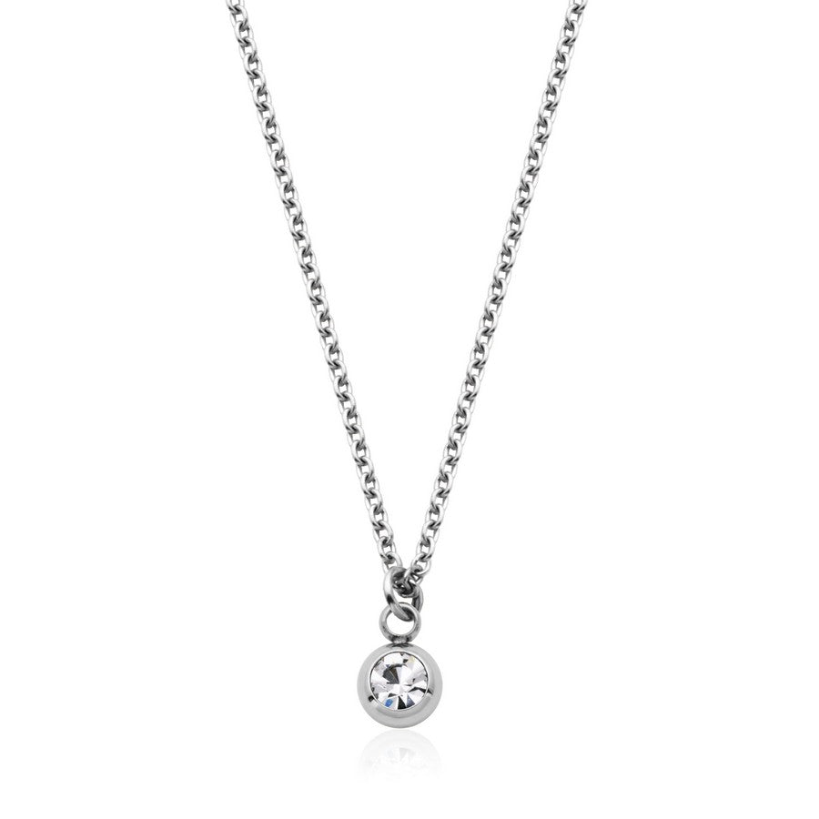 Collier avec pierre de naissance d'Avril en acier T3XE6APR18