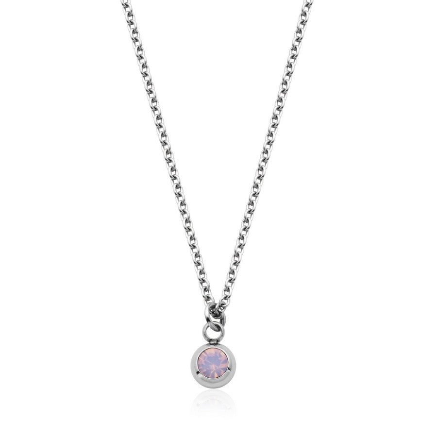 Collier avec pierre de naissance d'Octobre en acier T3XE6OCT18
