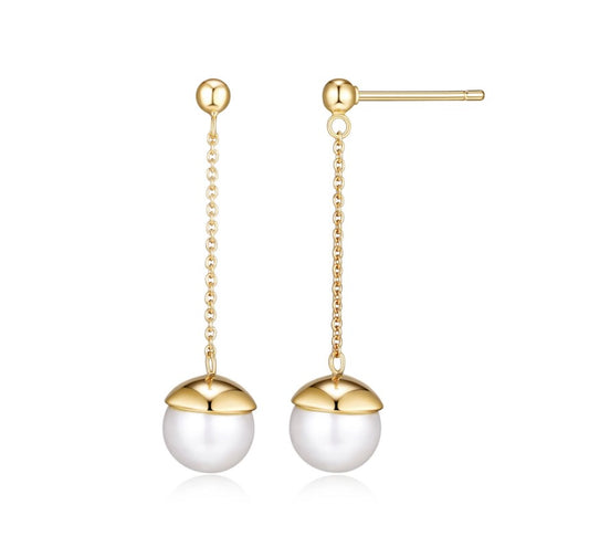 Boucles d'oreilles en argent plaqué or avec perles 32AL2E97ZZ