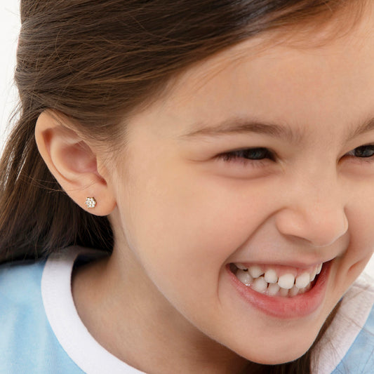 Boucles d'oreilles pour enfant en argent .925 PLAQUÉ or jaune 14K GP-03-01159