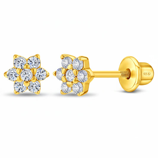 Boucles d'oreilles pour enfant en argent .925 PLAQUÉ or jaune 14K GP-03-01159