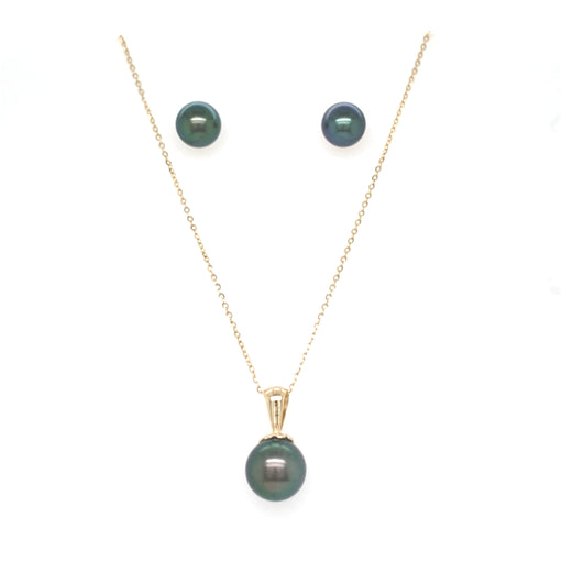 Tahitian pearl necklace and earrings set PJ-PT-ENS02