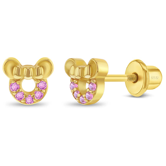Boucles d'oreilles pour enfant en argent .925 PLAQUÉ or jaune 14K GP-03-01157
