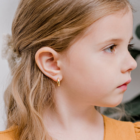 Boucles d'oreilles pour enfant en argent .925 PLAQUÉ or jaune 14K SS-03-00366