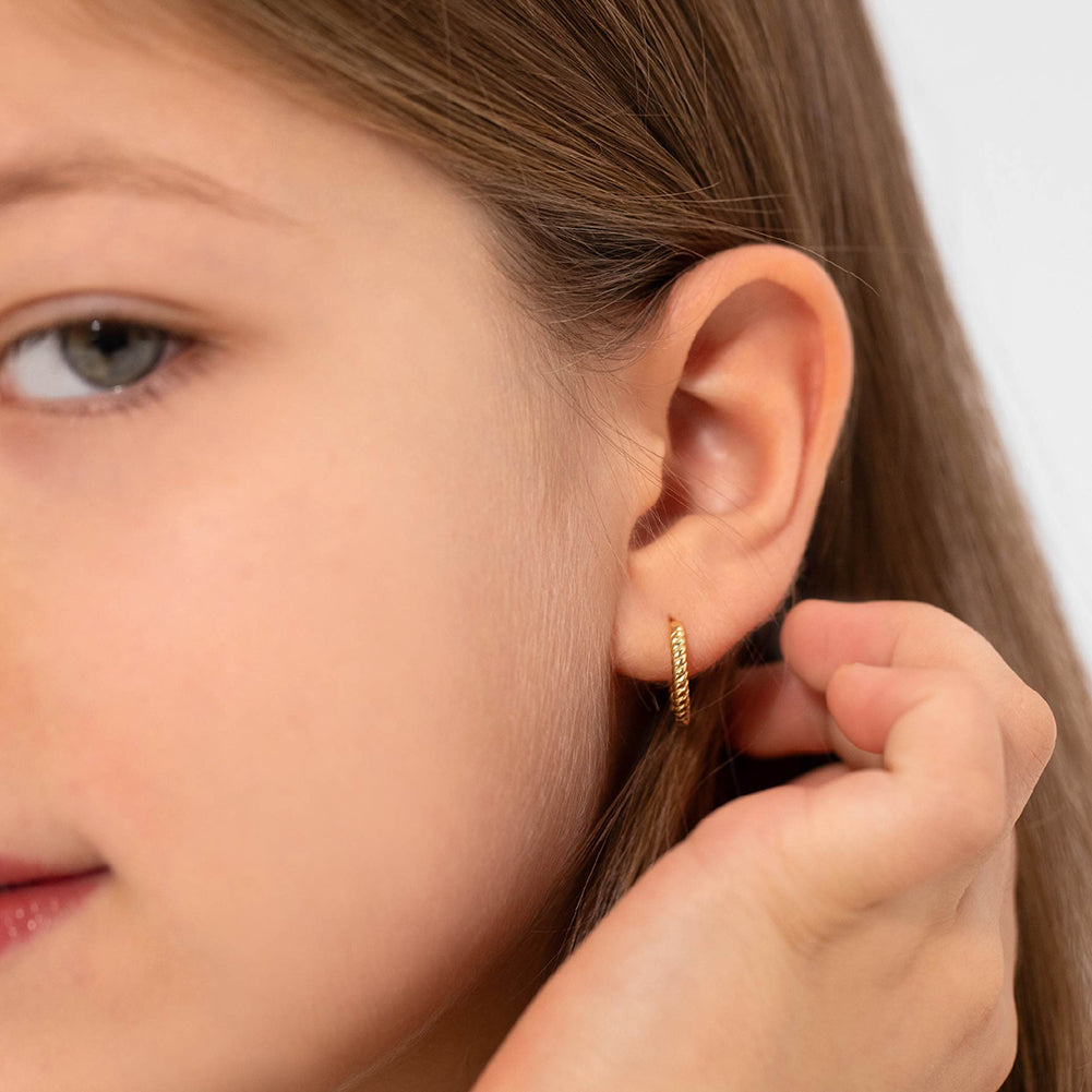 Boucles d'oreilles pour enfant en argent .925 PLAQUÉ or jaune 14K SS-03-01062