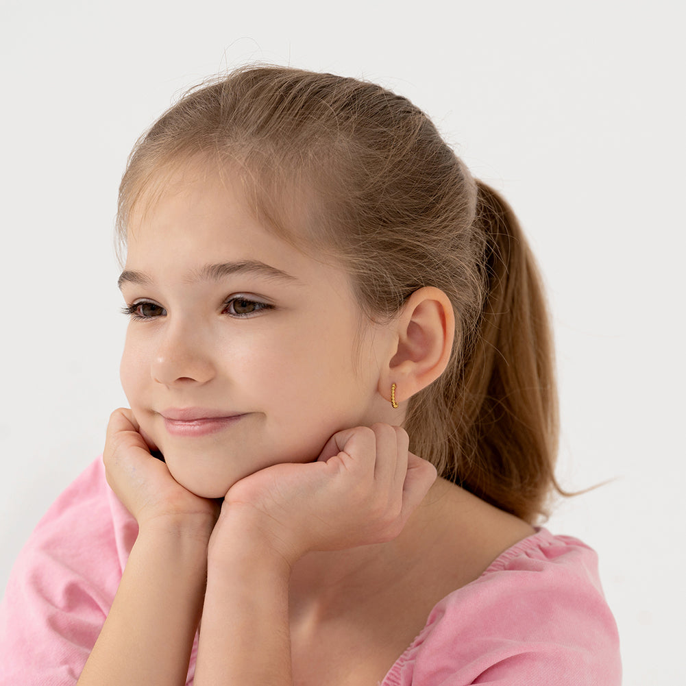 Boucles d'oreilles pour enfant en argent .925 PLAQUÉ or jaune 14K SS-03-01064