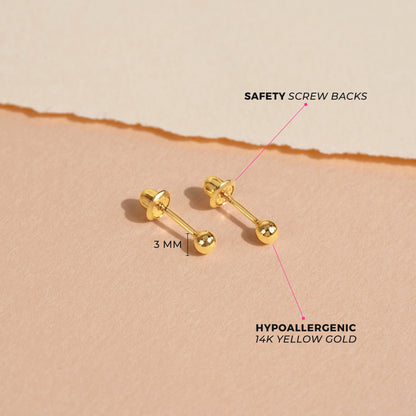 Boucles d'oreilles pour enfant en or jaune 14K YG-03-00020