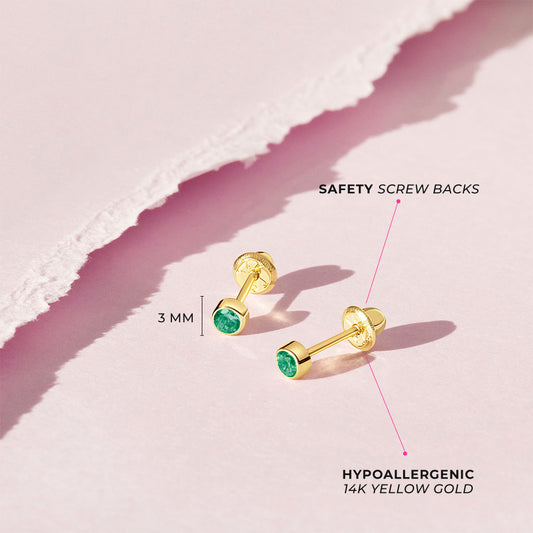 Boucles d'oreilles pour enfant en or jaune 14K YG-03-00146