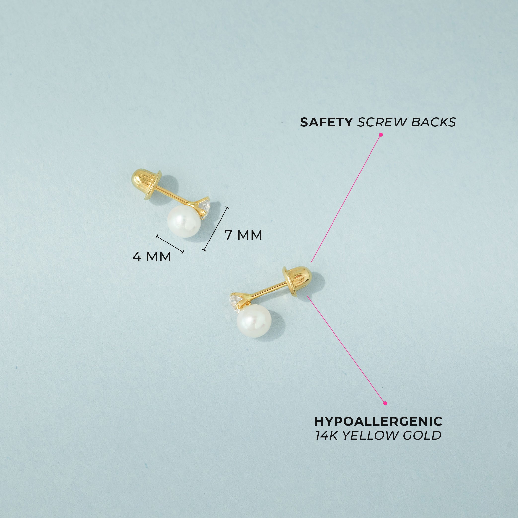 Boucles d'oreilles pour enfant en or jaune 14K YG-03-00362