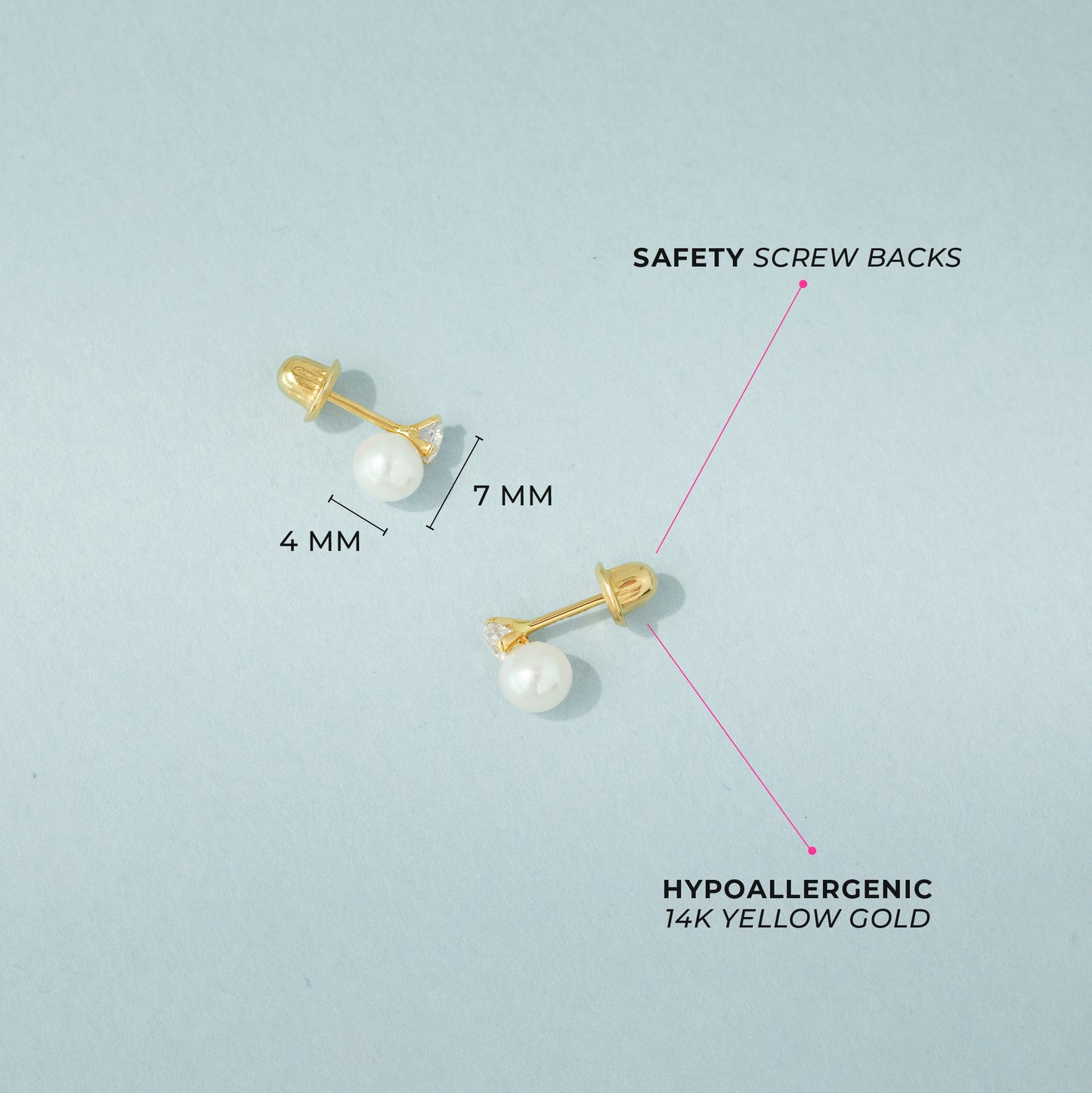 Boucles d'oreilles pour enfant en or jaune 14K YG-03-00362